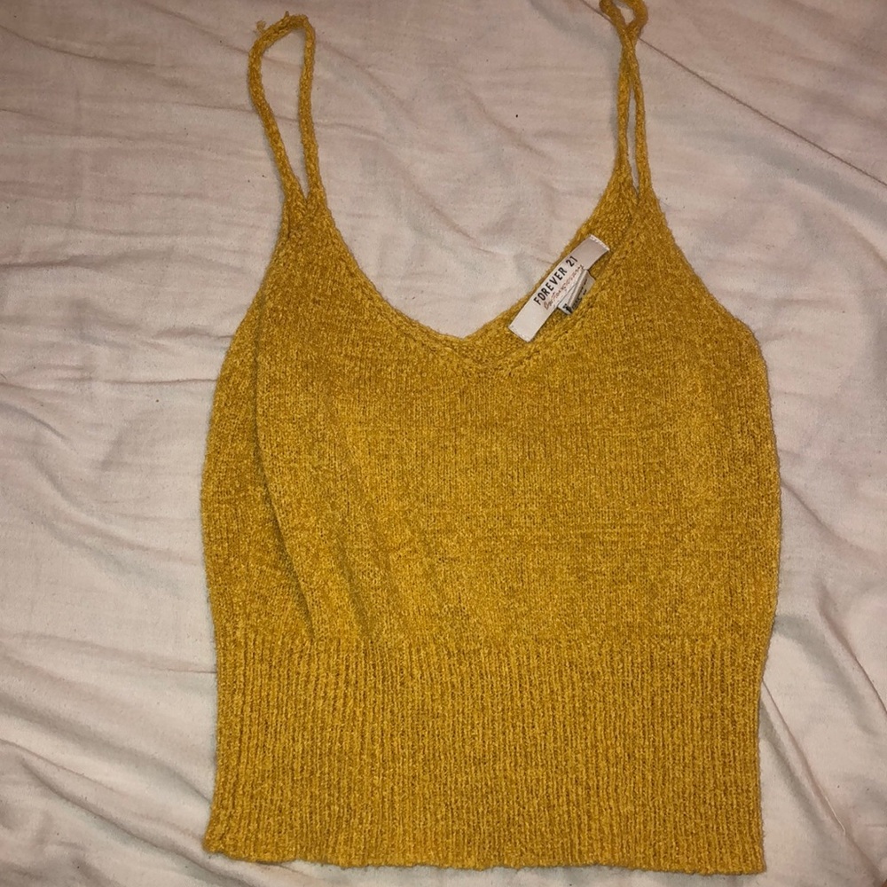 Yellow crochet crop tank top